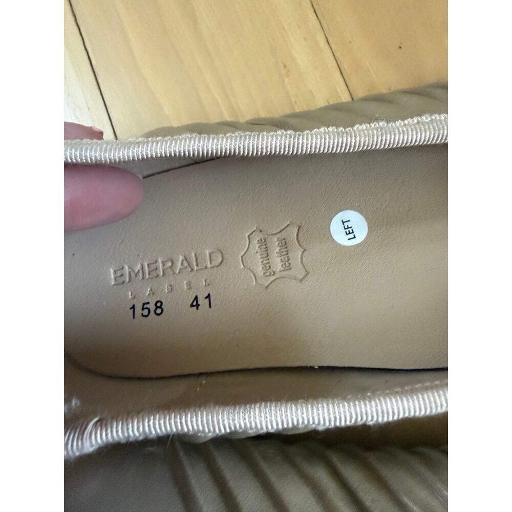 Emerald Label Beige Pleated Ballet Flat 158 - Picture 3 of 7